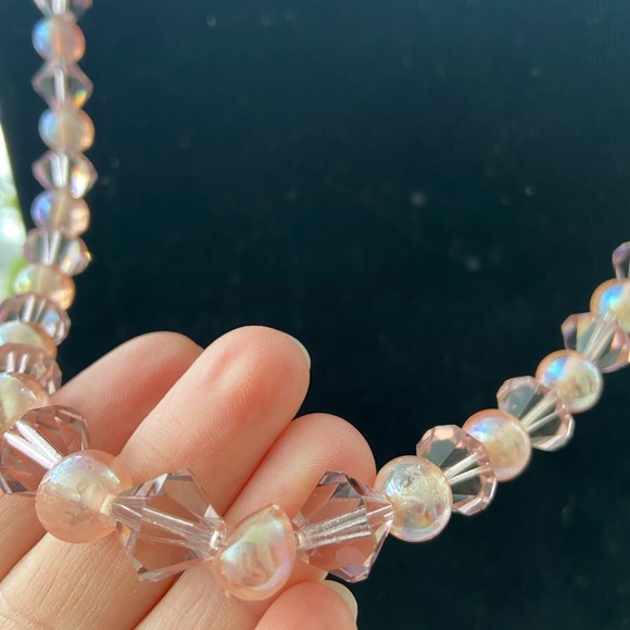 Vintage Pink Beaded Necklace and Earring Set - Picture 6 of 8